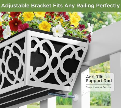 hfhome 2 pack 30 inch railing planter boxes, side view