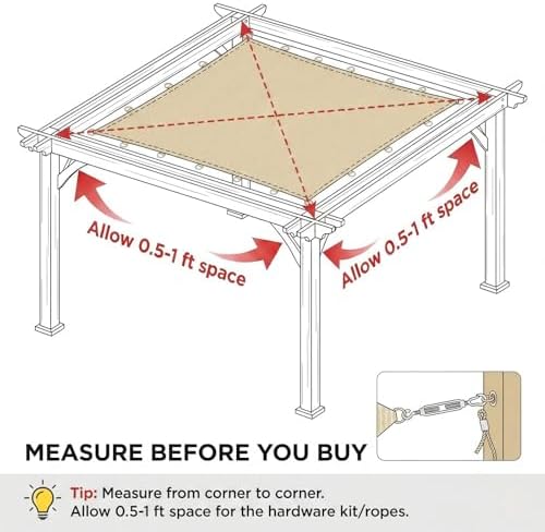 6x10 ft 90% outdoor sun shade cloth, reinforced, package contents