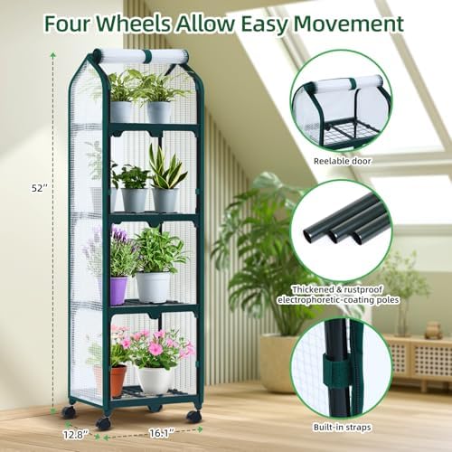 ohuhu mini greenhouse for indoor outdoor, small plastic showing dimensions