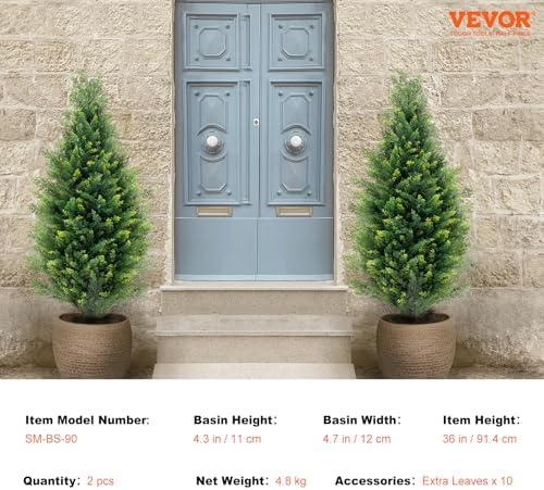 vevor artificial topiary cedar tree, 36 inch tall, front angle view