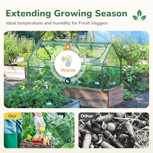 greatbuddy 3x3x6 small greenhouse, durable pe,waterproof & uv showing dimensions