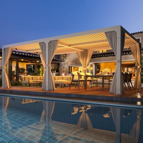 yoleny louvered pergola 12x24, all aluminum pergola with shown in use