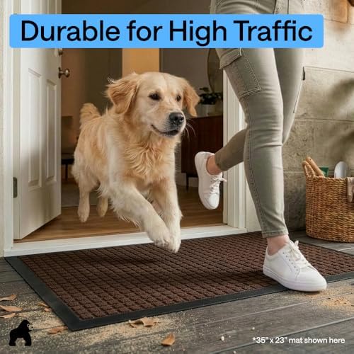 gorilla grip weathermax door mat, indoor outdoor, 72x24 on a desk or shelf