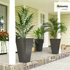 outsunny 28 inch plastic tall planters for outdoor shown in use