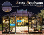 howe 14x9.5x9 ft pavilion styled greenhouse with clear, close-up detail