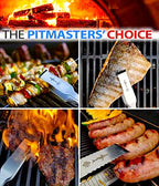 Grill Tongs - 17 inch Black. Professional steak grilling utensil. Long reach Barbeque Grilling Tongs. Ideal for steak, fish, burger, and sausage