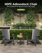 GREENVINES Oversized Adirondack Chairs Set of 2, HDPE All Weather, Black | 21.6" Extra-Wide Seat | 400 lb Capacity | Stable Structure | Plastic Fire Pit Chairs | for Outdoor Patio Deck
