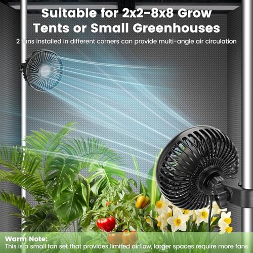 5" clip-on fan 2 units for grow tent, package contents