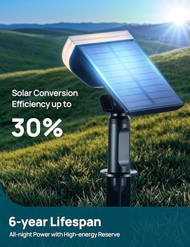 linkind solar lights outdoor waterproof led spotlights warm, close-up detail