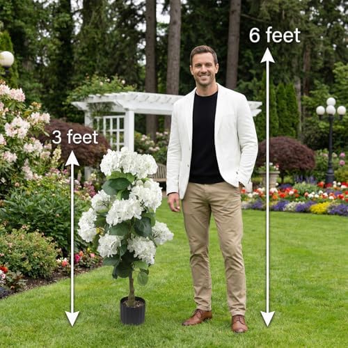 3 ft artificial hydrangea trees faux potted topiary, package contents