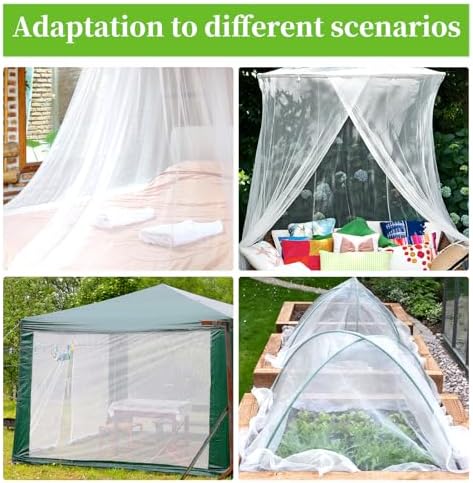 10 ft mosquito netting for garden patio, white, front angle view