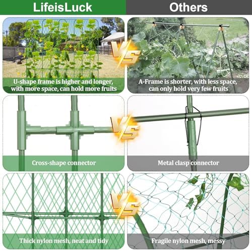 cucumber trellis for raised bed 5.4x5.5ft u-shape adjust, side view