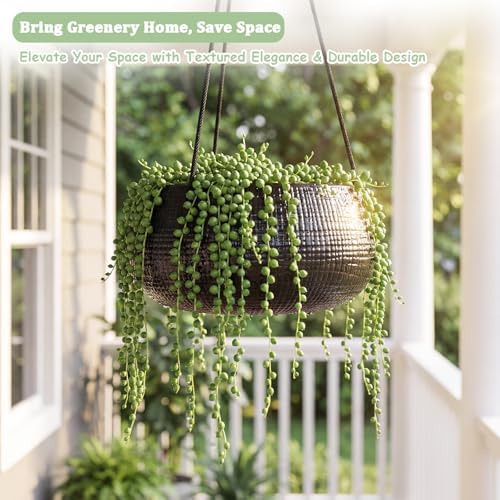 hanging planter for indoor plant 8 in, ceramic showing dimensions