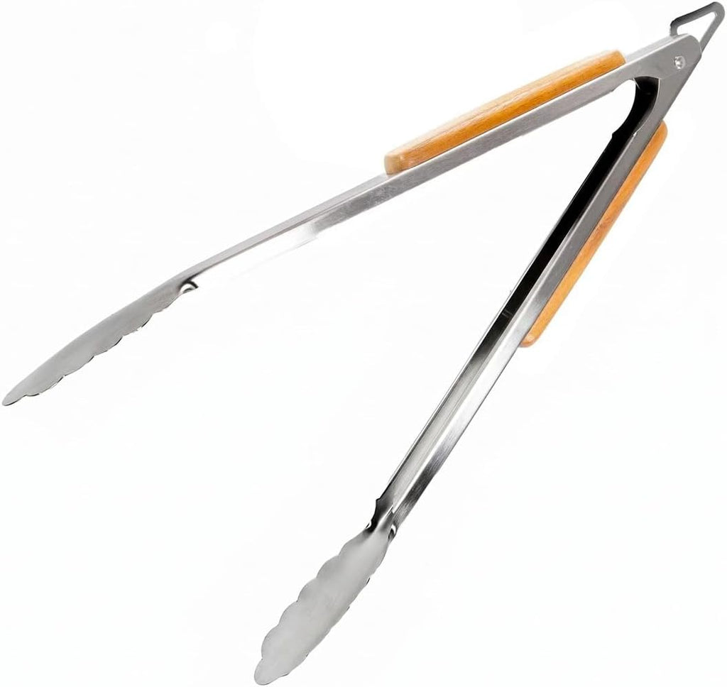 Pro BBQ Tongs for Grill - 17" Professional Grade Barbecue Tongs for Cooking- Solid & Sturdy - Built with 304 Grade Stainless Steel and Acacia Wood - Heavy Duty Built to Last Kitchen essential.