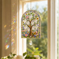 tree of life stained glass window hanging,colorful sun, main product view