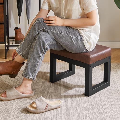 ibuyke small footstool ottoman, pu faux leather footrest,dark shown in use