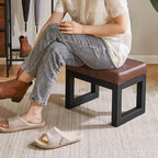 ibuyke small footstool ottoman, pu faux leather footrest,dark shown in use