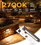 CLOUDY BAY [6 Pack] 7 Inch 12V-15 VAC/DC Low Voltage Hardscape Lighting Paver Light,Retaining Wall Lights Outdoor,IP65 Waterproof, 5W 2700K Soft White,Frost Lens Deck Step Light