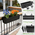 36 inch railing planter boxes, heavy duty metal, close-up detail
