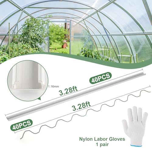 3.28-foot greenhouse wiggle spring wire & lock channel, close-up detail