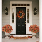 2 sets artificial fall flowers topiary ball trees, side view