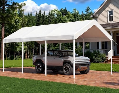 aoxun 10x20 ft carport, heavy duty car canopy shown in use