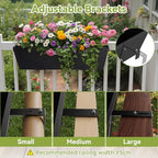 railing planter box 36 inch, heavy duty metal, close-up detail