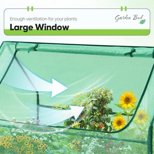 quictent raised garden bed with cover galvanized planter, side view