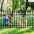 arifaro 5 panels metal garden fence 24" h, front angle view