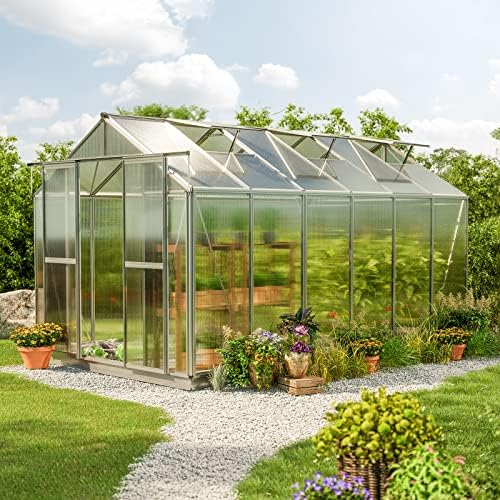 spahir 6 8.5x12.6 ft walk in greenhouse shown in use