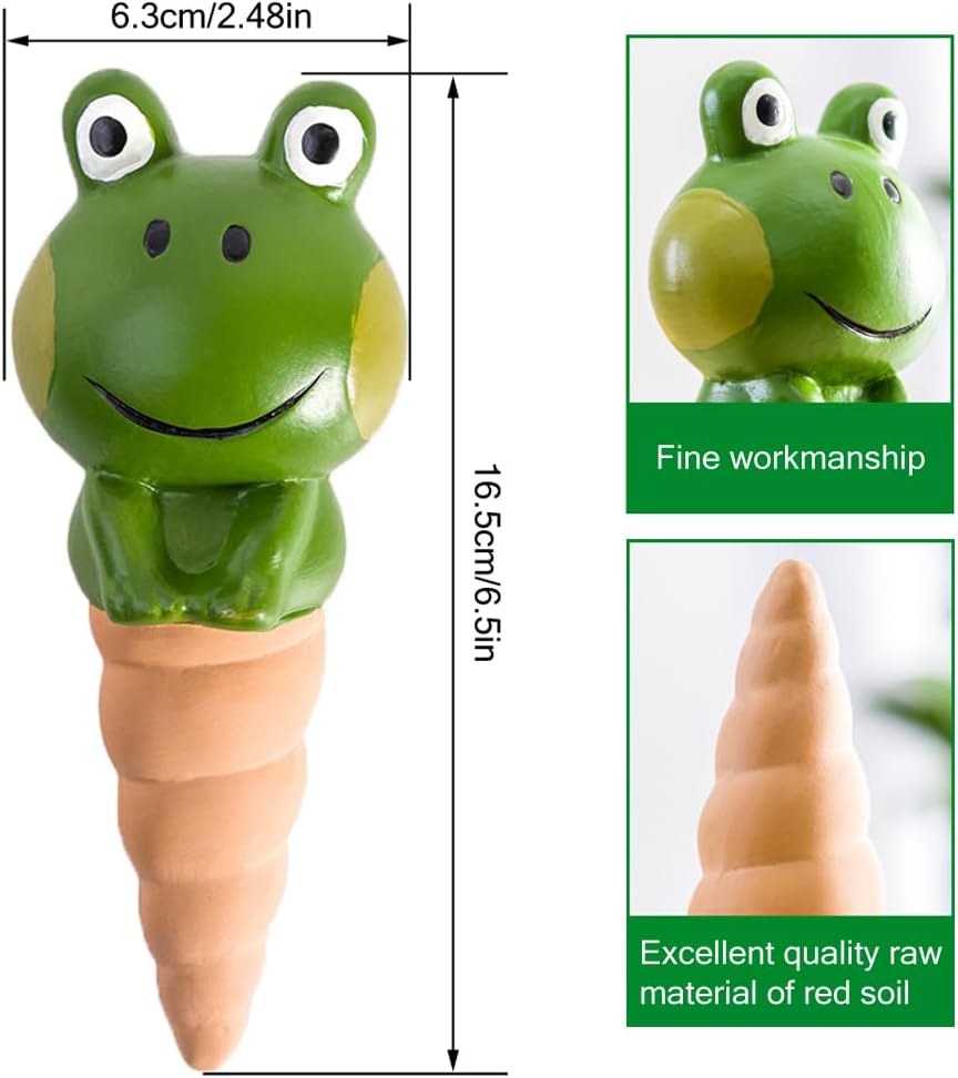 Kaxich Terracotta Plant Self Watering Spikes, 4 Pack Plant Watering Globes Frogs Styles Decorative Self Plant Watering Stakes Vacation Plant Watering Bulbs for Indoor Outdoor Plants