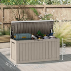 mars villa 90 gallon outdoor storage box, deck shown in use