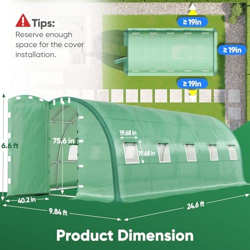 quictent 25x10x6.6ft tunnel greenhouse for outdoors with 2 shown in use