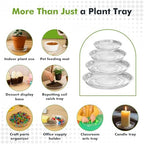 70 packs 12" clear plant saucers for indoor on a desk or shelf