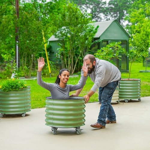 rolling citrus tree planter gen 3, self-watering 24”, front angle view