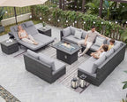 nicesoul 13 piece outdoor sectional w/fire pit table shown in use