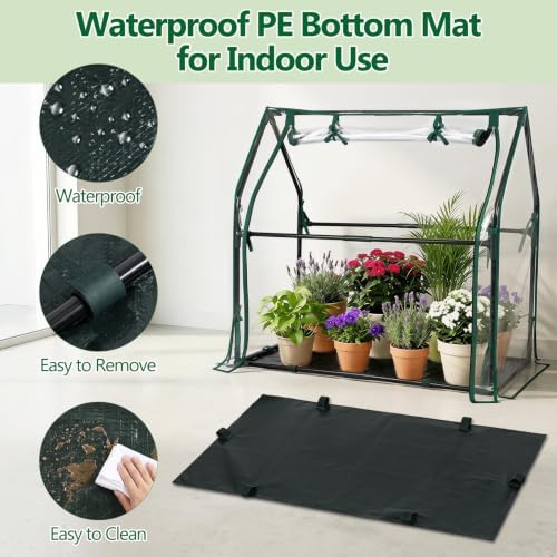 mini greenhouse with waterproof pad, 36"×18"×33" tabletop small, close-up detail