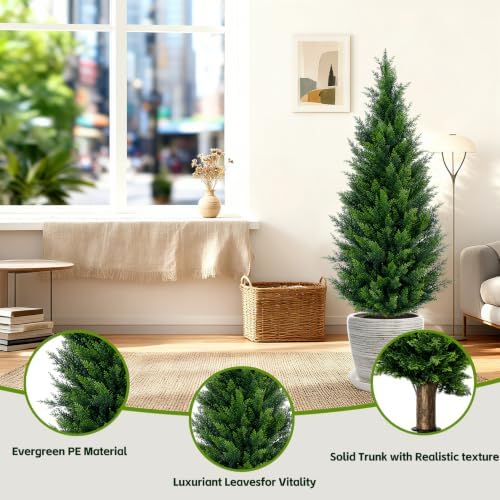 4ft artificial cedar topiary trees (2-pack) - uv, side view