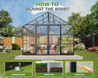 amerlife 10x12 ft polycarbonate greenhouse with 4 roof, side view