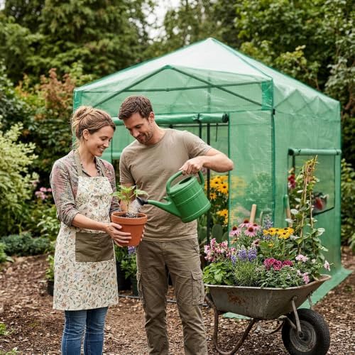 crown shades 8x6 walk-in pop-up greenhouse for outdoors, close-up detail