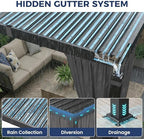 pergola 10'x12' with thick aluminum frame, adjustable roof, front angle view