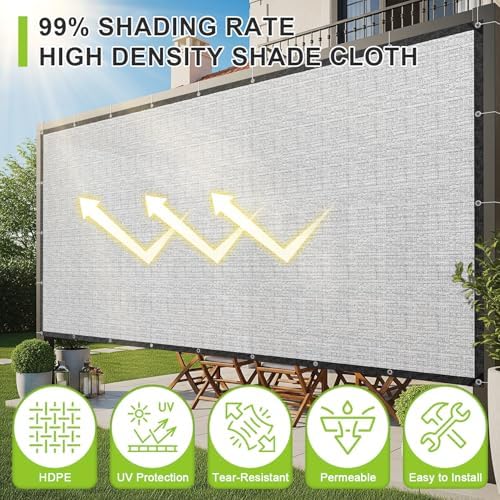 sunny guard 99% aluminum sun shade cloth, 8x8ft shown in use