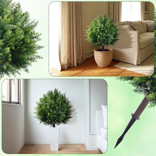 27.6'' artificial cedar topiary ball trees (2 pack), front angle view