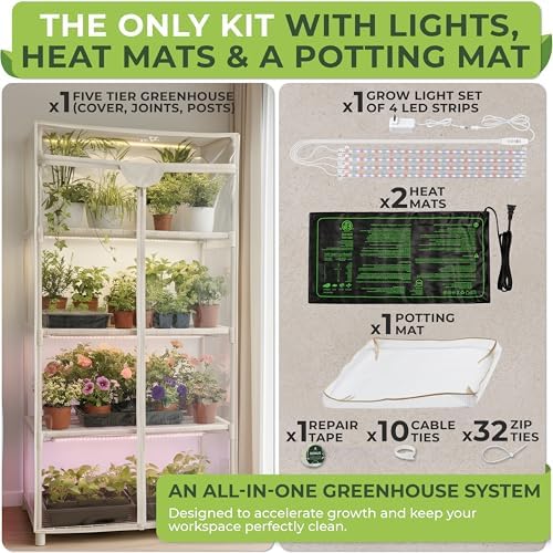 carpathen indoor greenhouse with grow light, 4 tiers, package contents