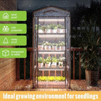 indoor greenhouse with grow light, 4-tier shelf, 26.4x19x61in, side view