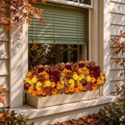 axylex artificial mums for outdoors, 12 bundles fake showing dimensions