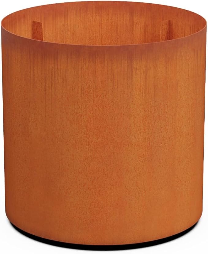 Plantercraft Large Round Corten Steel Planters for Outdoor Plants - 30x30 Inch Extra Large Outdoor Planter for Modern Patio, Deck, and Garden Landscapes