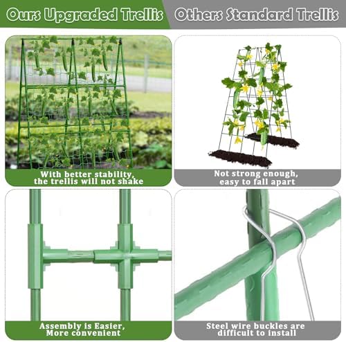 cucumber trellis for raised beds, 31 x 47, side view
