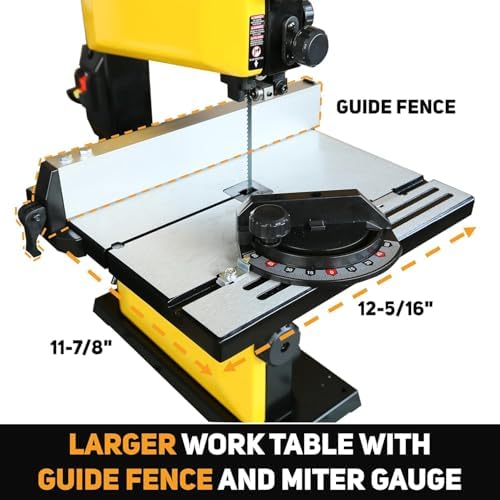 woodskil 9-inch band saw, 3-amp benchtop bandsaw, 2500 showing dimensions
