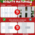 sasylvia christmas tree fences, white wooden picket fences, close-up detail